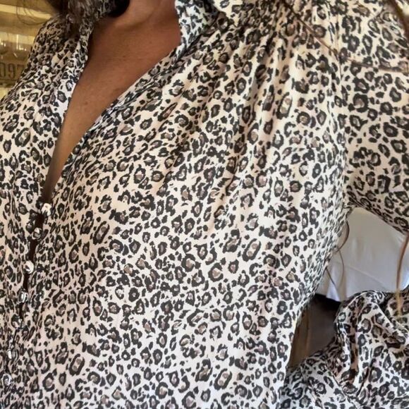 NWOT Free People animal print Blouse - Picture 1 of 10